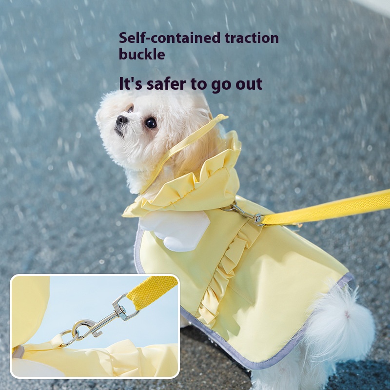 Minimalist candy color Angel raincoat small dog cat can lead spring and summer pet dog clothes