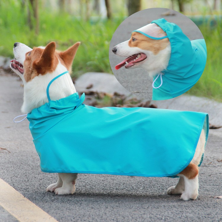 Puppy raincoat pet poncho all-inclusive bellyband Corgi medium large dog golden retriever Alaska large dog clothes waterproof