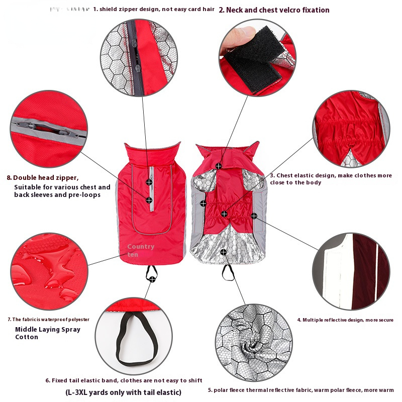 Pet thermal reflection thermal technology fall/winter jacket vest big dog waterproof reflective thermal clothing