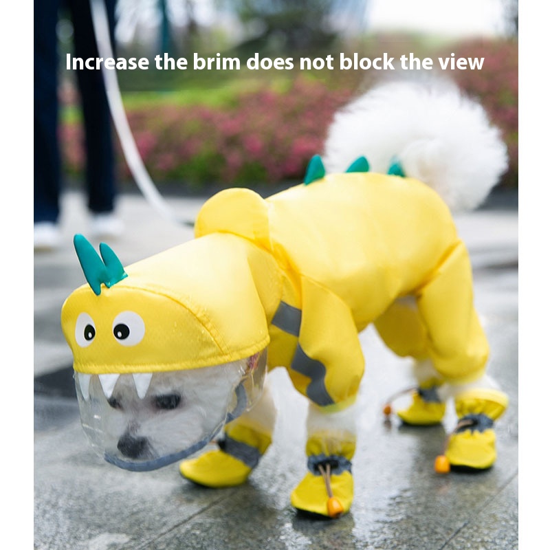 Waterproof Four-Legged Dinosaur Dog Raincoat