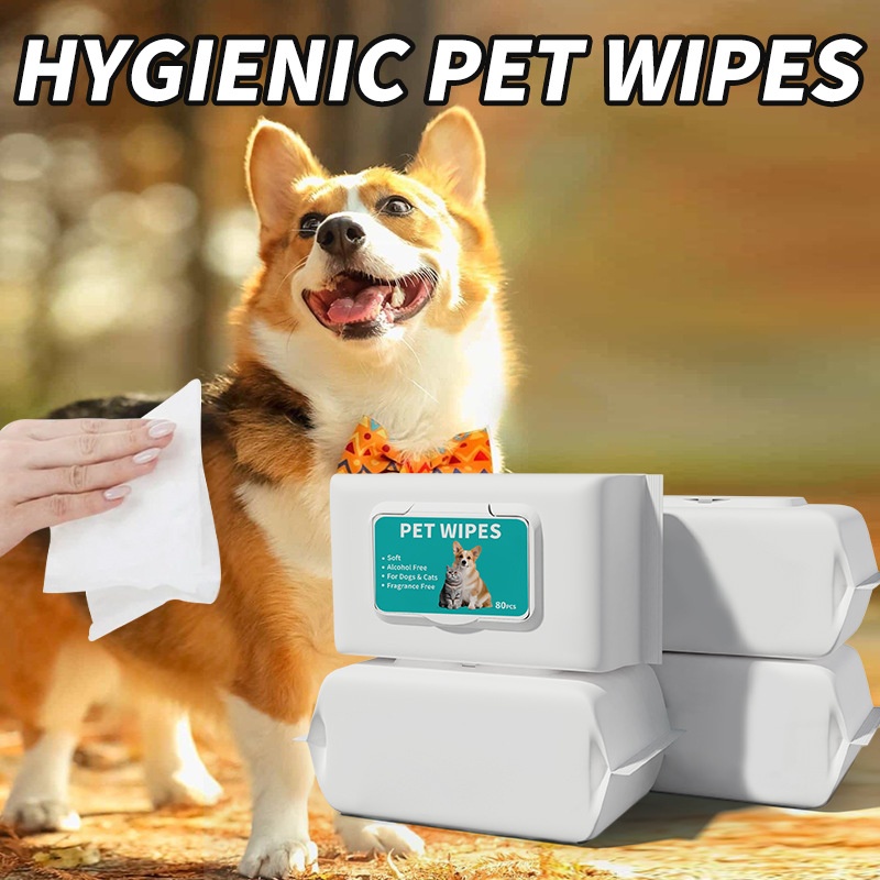 Foreign trade cross-border pet supplies Pet Wipes 80 pumping dog exclusive for cats wipes disposable disposable disposable cleaning