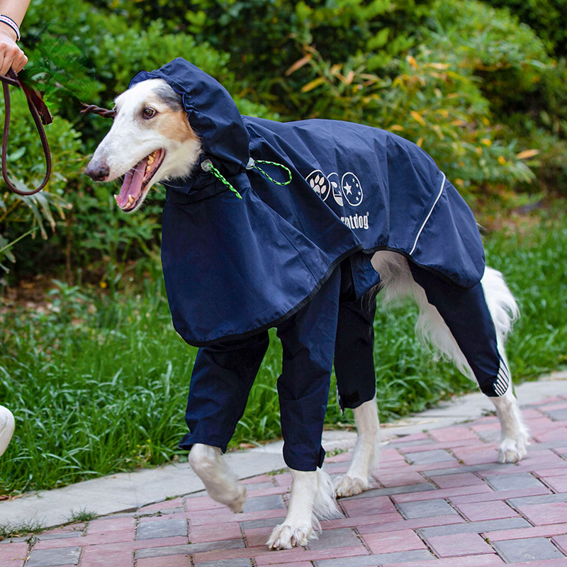 Waterproof Four-Legged Dog Raincoat with Hood - High Quality & Reflective Strip