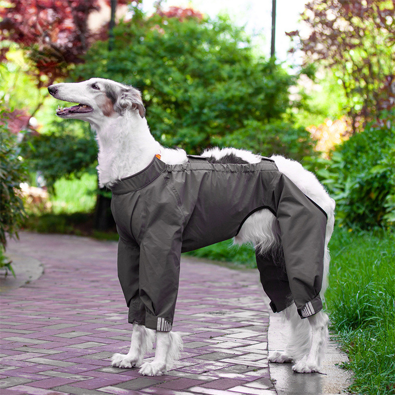 Adjustable Pet Raincoat with Hood - Waterproof Four-Legged Dog Poncho for Medium & Large Dogs