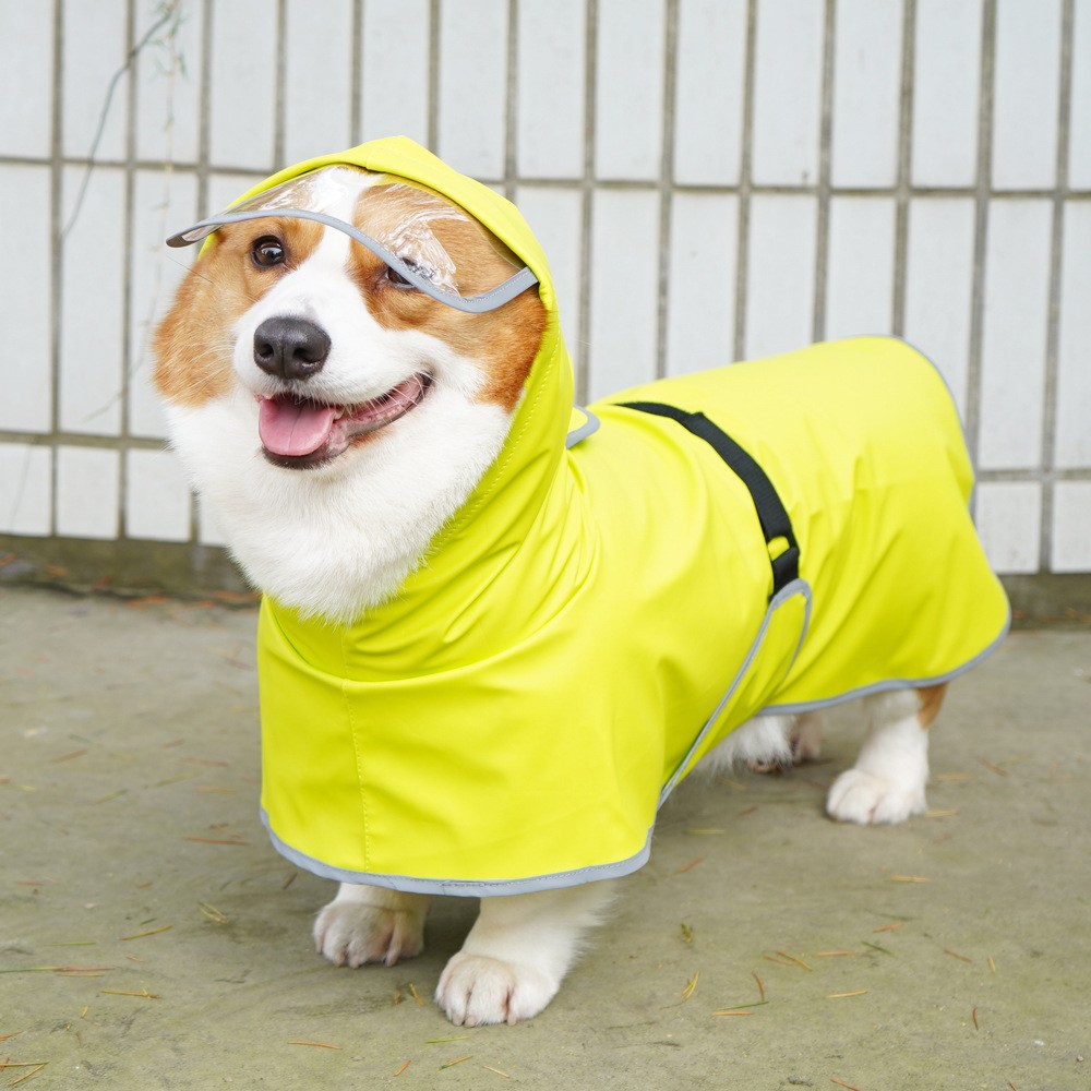 Reflective Waterproof Dog Raincoat | All-Inclusive Bellyband Pet Poncho | Medium to Large Dogs