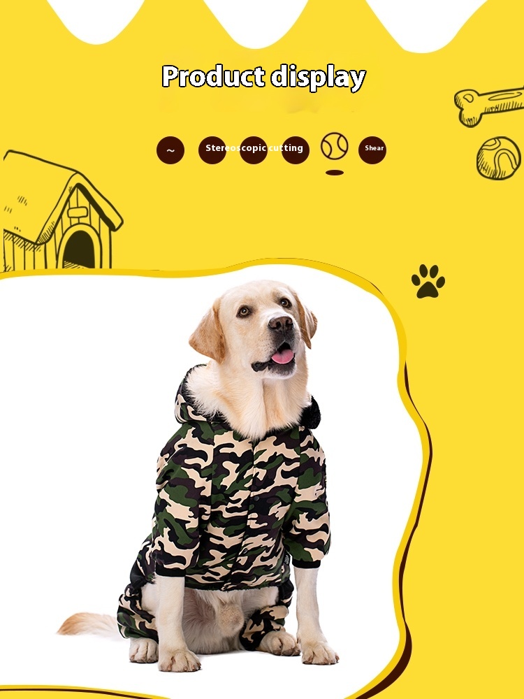 Pet clothes autumn and winter clothes golden retriever Labrador medium large dog clothes camouflage thermal four-legged pet clothing big dog clothes