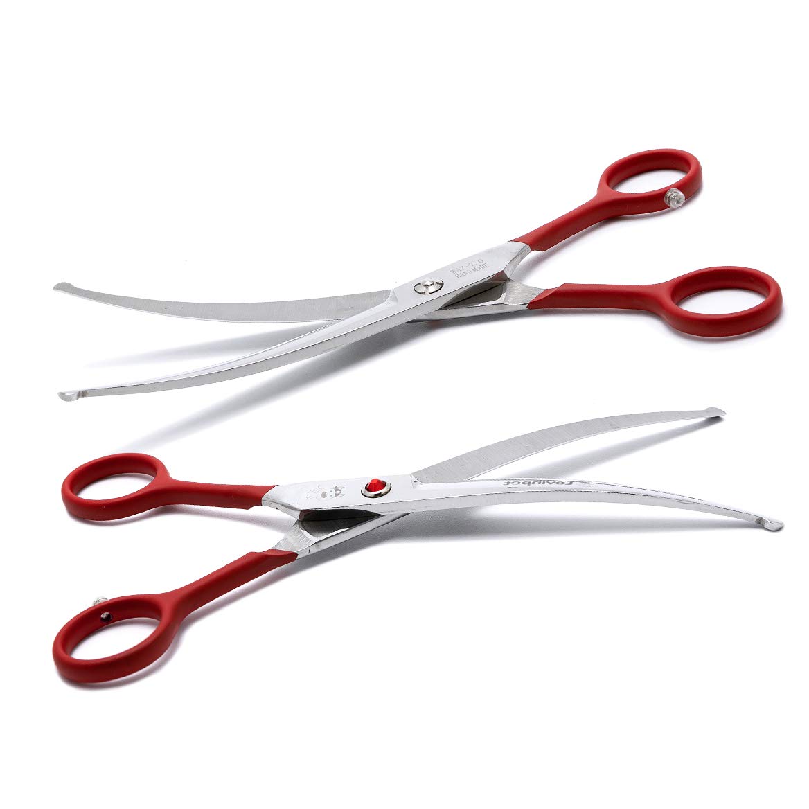 LovinPet Pet 7" Curved Scissor Right/Left-Handed Pet Round-Tip Grooming 6CR Stainless Steel Safety Trimming Shears for Dogs and Cats (Easy use Curved Scissor)