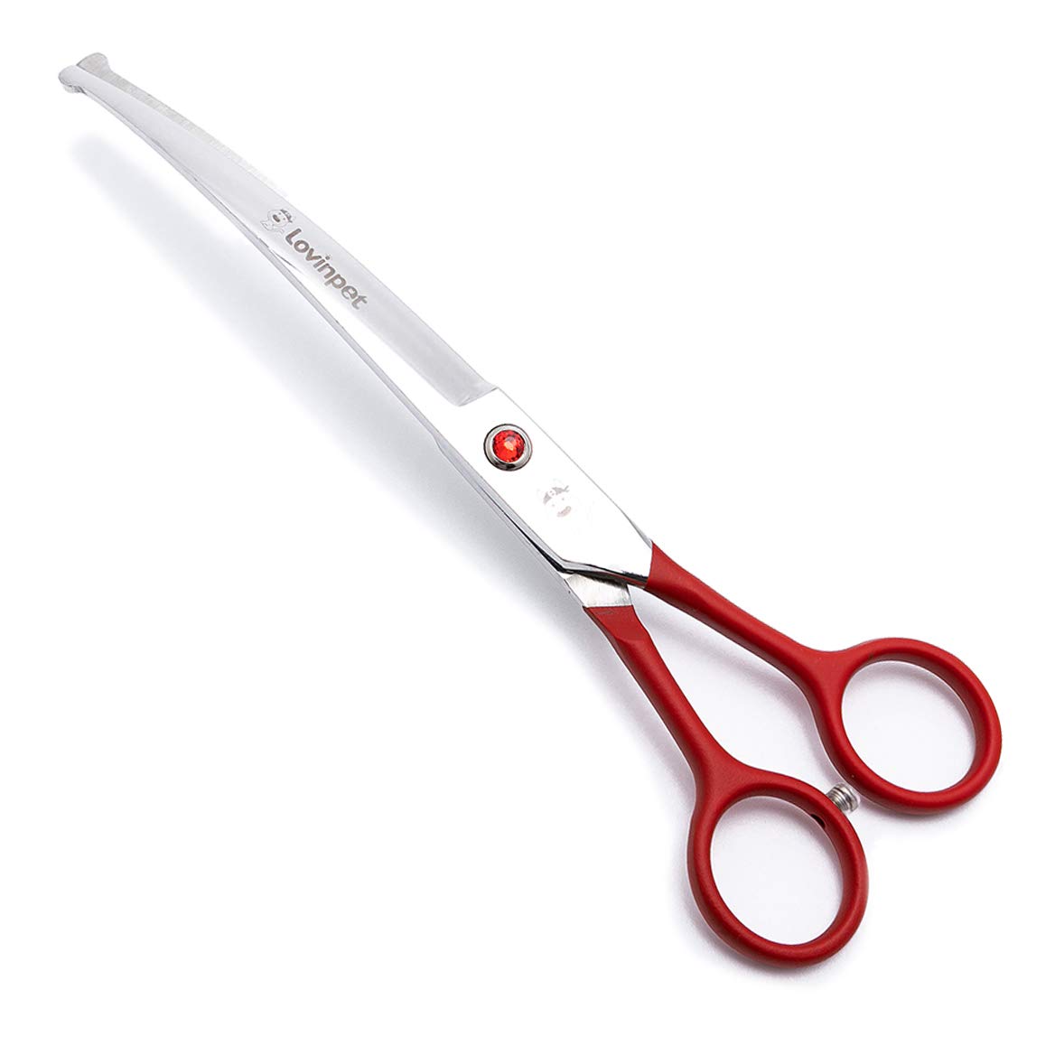 LovinPet Pet 7" Curved Scissor Right/Left-Handed Pet Round-Tip Grooming 6CR Stainless Steel Safety Trimming Shears for Dogs and Cats (Easy use Curved Scissor)