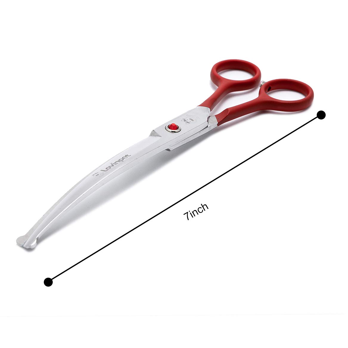 LovinPet Pet 7" Curved Scissor Right/Left-Handed Pet Round-Tip Grooming 6CR Stainless Steel Safety Trimming Shears for Dogs and Cats (Easy use Curved Scissor)