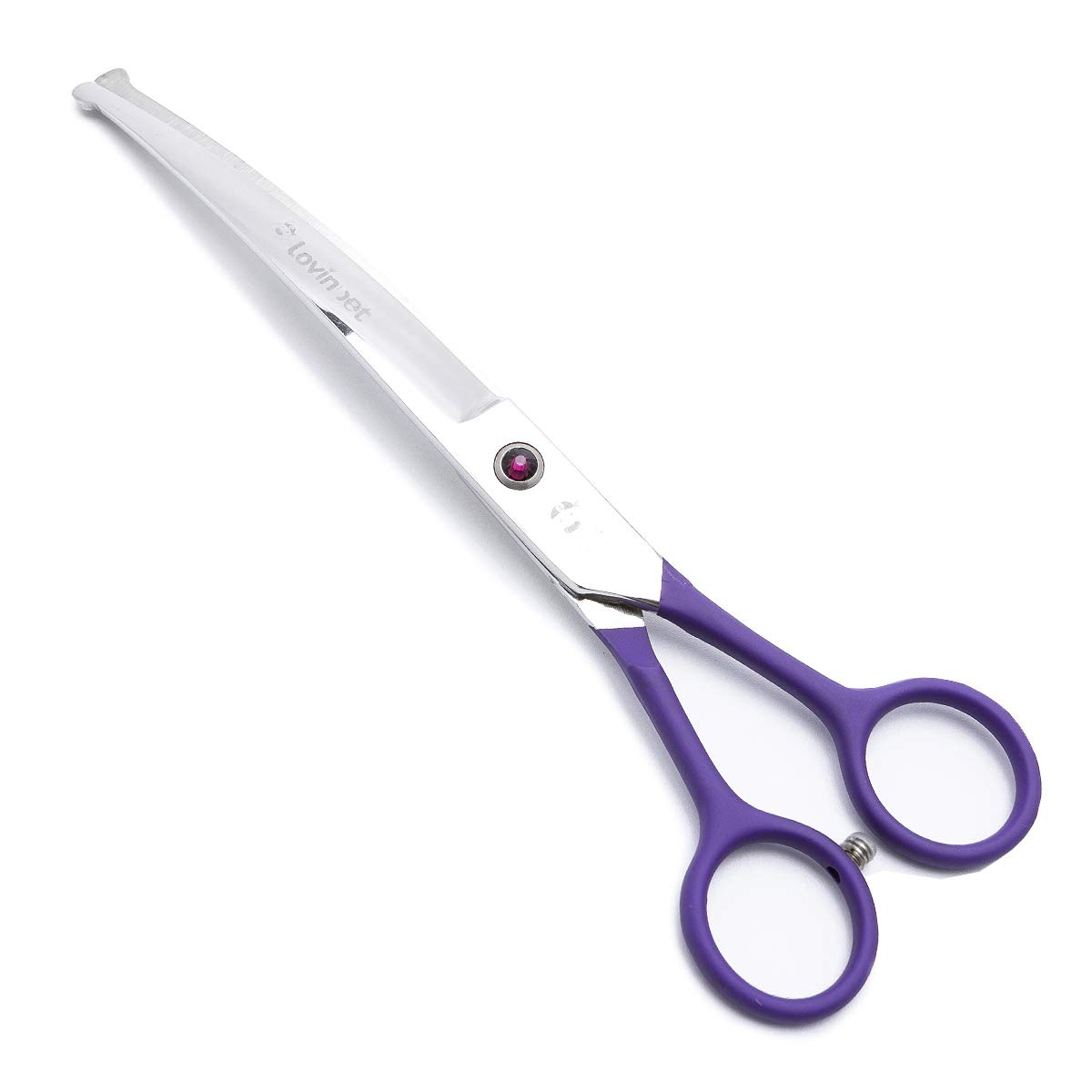 LovinPet Pet 7" Curved Scissor Right/Left-Handed Pet Round-Tip Grooming 6CR Stainless Steel Safety Trimming Shears for Dogs and Cats (Easy use Curved Scissor)
