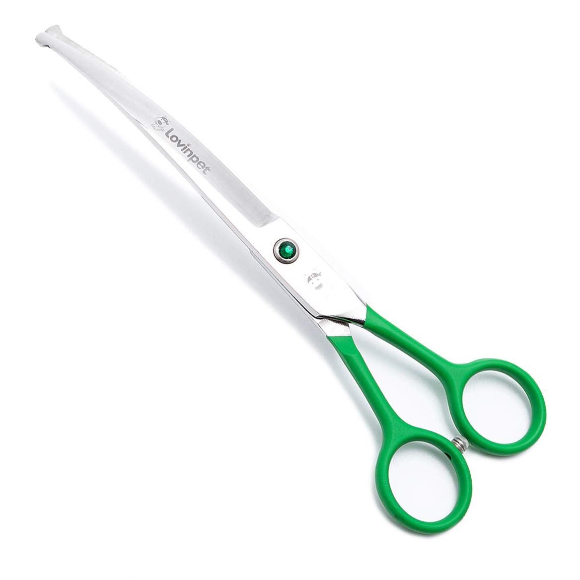 LovinPet Pet 7" Curved Scissor Right/Left-Handed Pet Round-Tip Grooming 6CR Stainless Steel Safety Trimming Shears for Dogs and Cats (Easy use Curved Scissor)