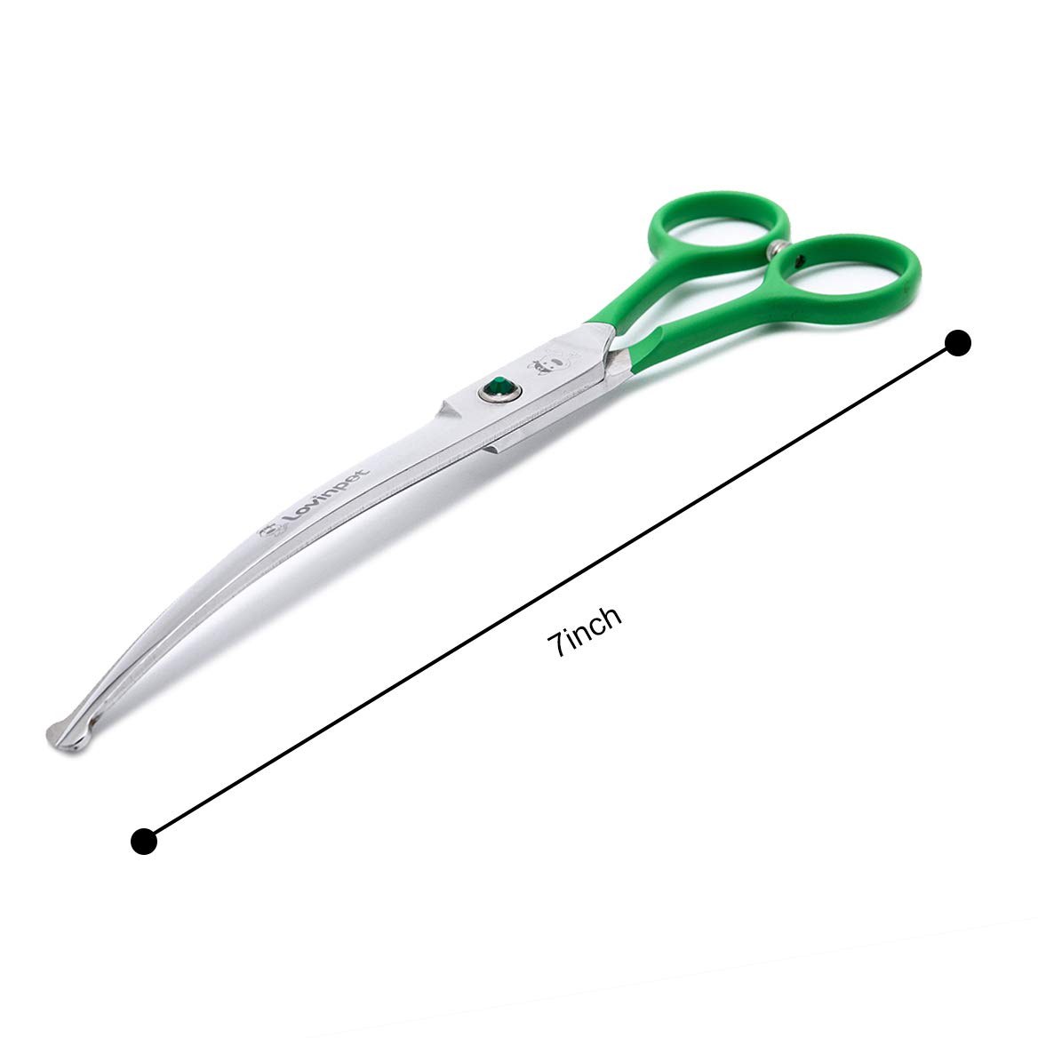 LovinPet Pet 7" Curved Scissor Right/Left-Handed Pet Round-Tip Grooming 6CR Stainless Steel Safety Trimming Shears for Dogs and Cats (Easy use Curved Scissor)