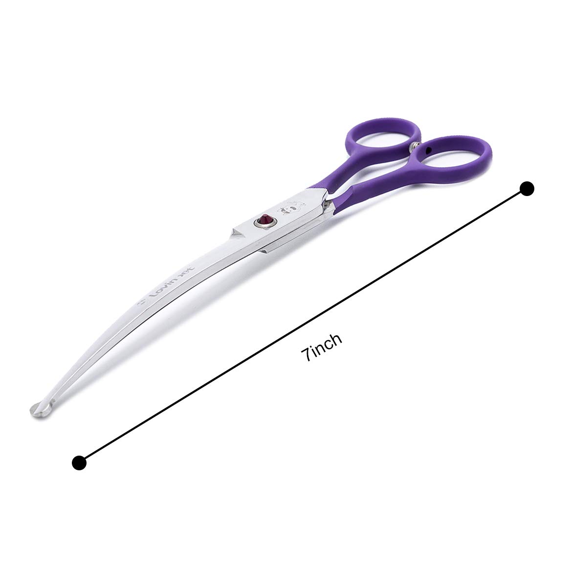 LovinPet Pet 7" Curved Scissor Right/Left-Handed Pet Round-Tip Grooming 6CR Stainless Steel Safety Trimming Shears for Dogs and Cats (Easy use Curved Scissor)
