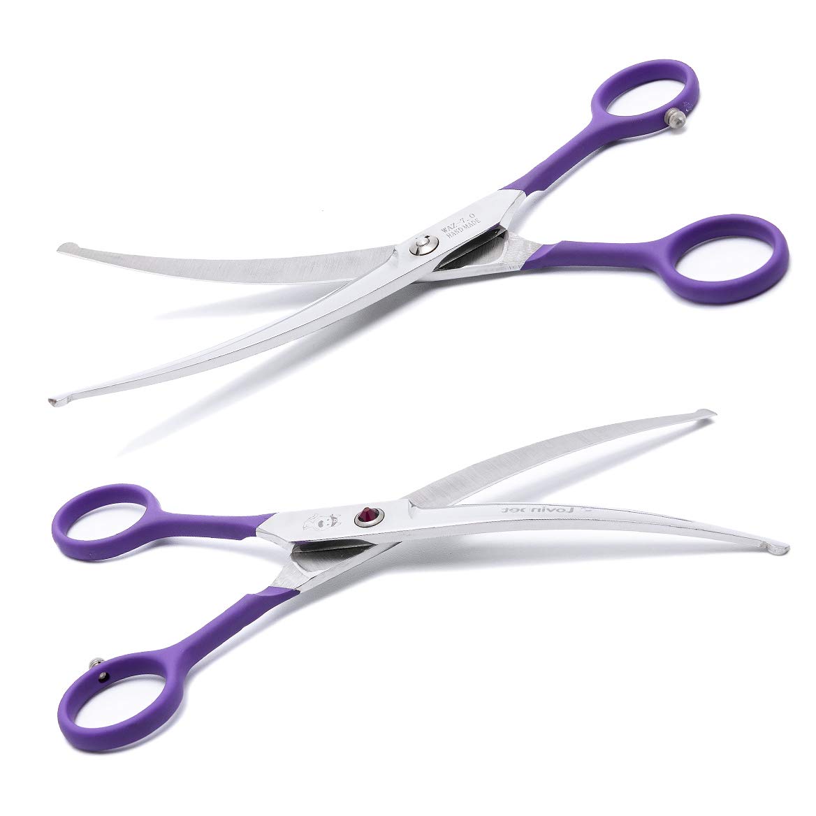 LovinPet Pet 7" Curved Scissor Right/Left-Handed Pet Round-Tip Grooming 6CR Stainless Steel Safety Trimming Shears for Dogs and Cats (Easy use Curved Scissor)