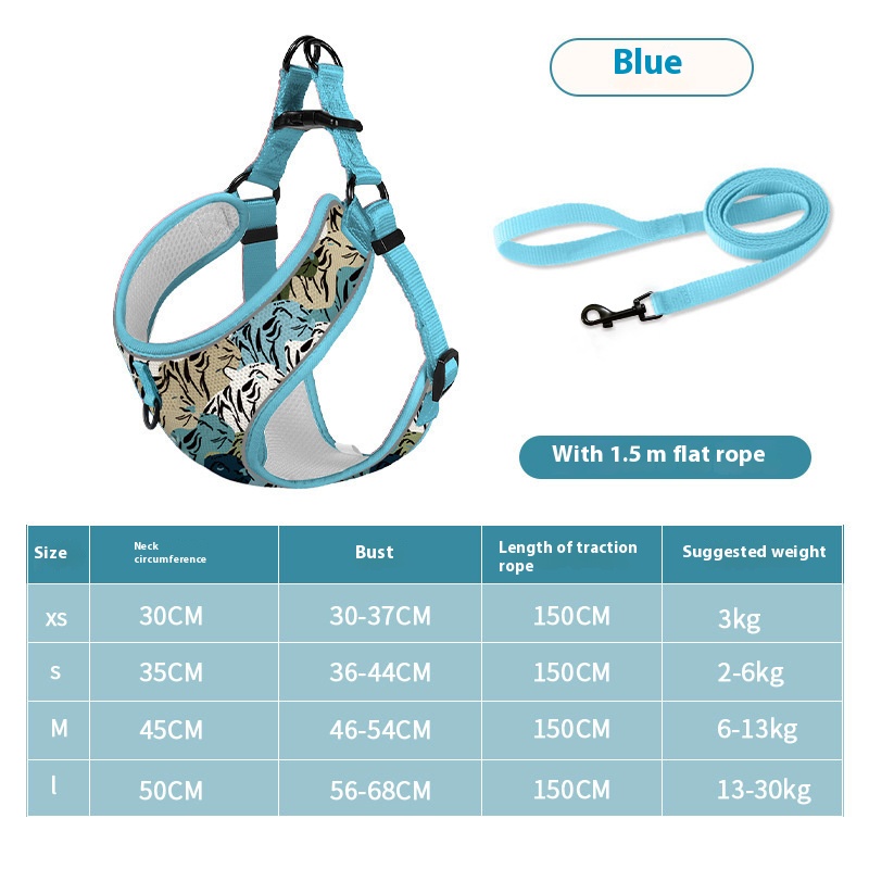 Pet hand holding rope vest dog hand holding rope reflective explosion-proof dog leash pet strap pet supplies