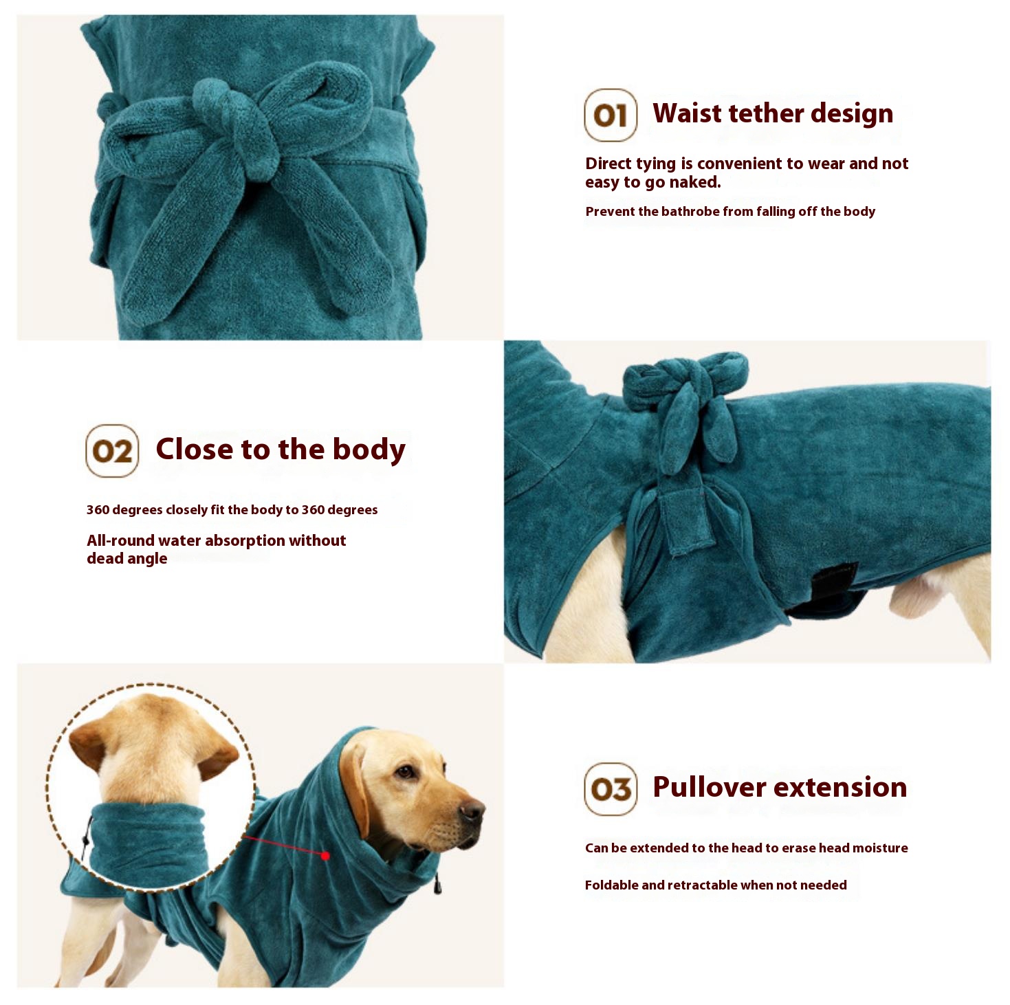 Golden retriever bath towel large, medium and small dogs bath towel dog dry hair clothes Corgi absorbent bathrobe pet beauty wipe