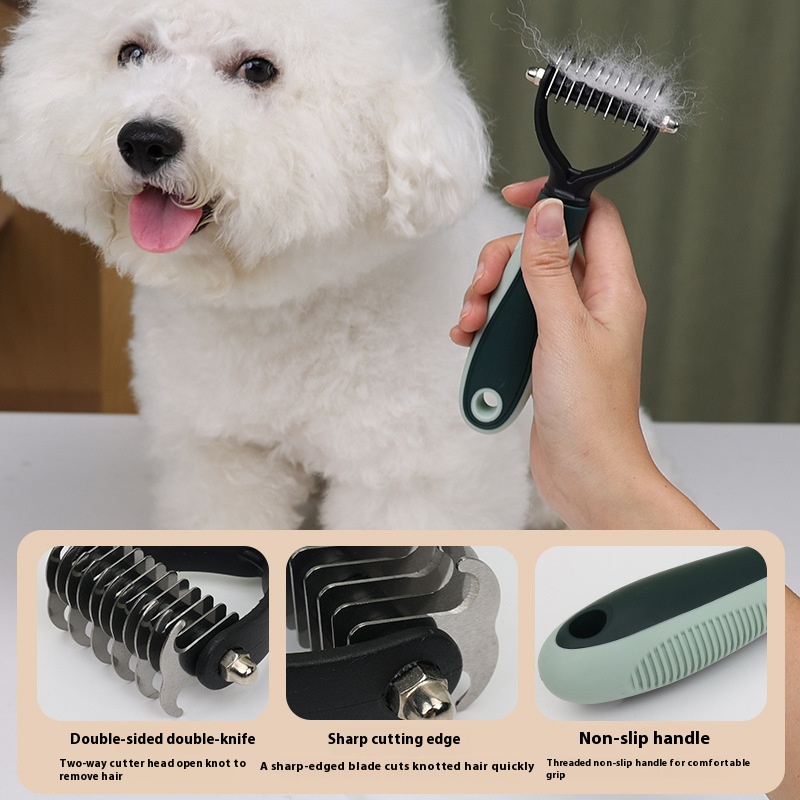 Pet comb suit cat and dog beauty scissors hair removal needle comb bath brush knot untying comb cat bowl dog basin toothbrush