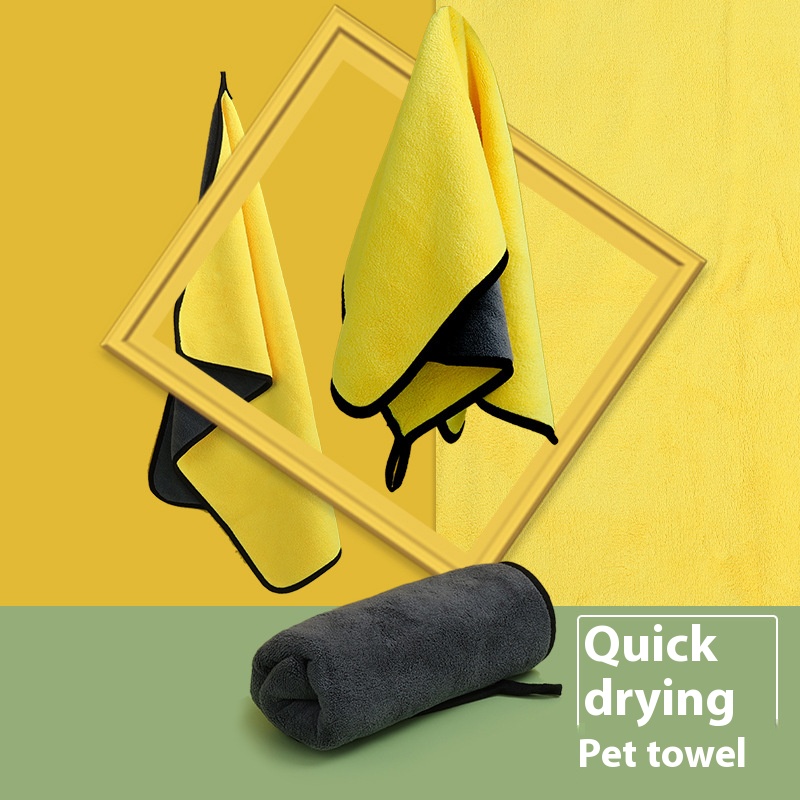 Pet towel dog cat quick-drying bath towel soft absorbent coral fleece pet bath towel pet supplies