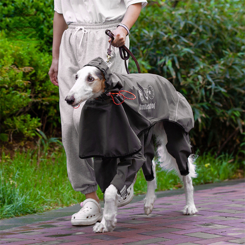 Adjustable Pet Raincoat with Hood - Waterproof Four-Legged Dog Poncho for Medium & Large Dogs