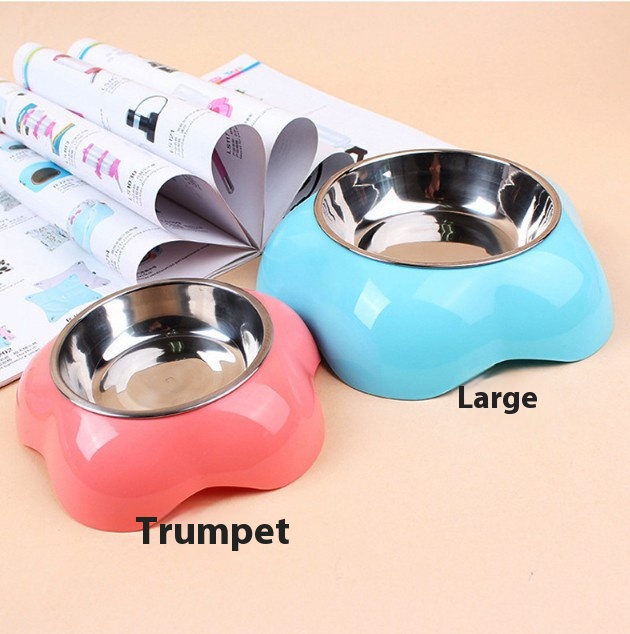 Pet Bowl cartoon pet dog bowl stainless steel frog double bowl reduce overflow dog bowl dog