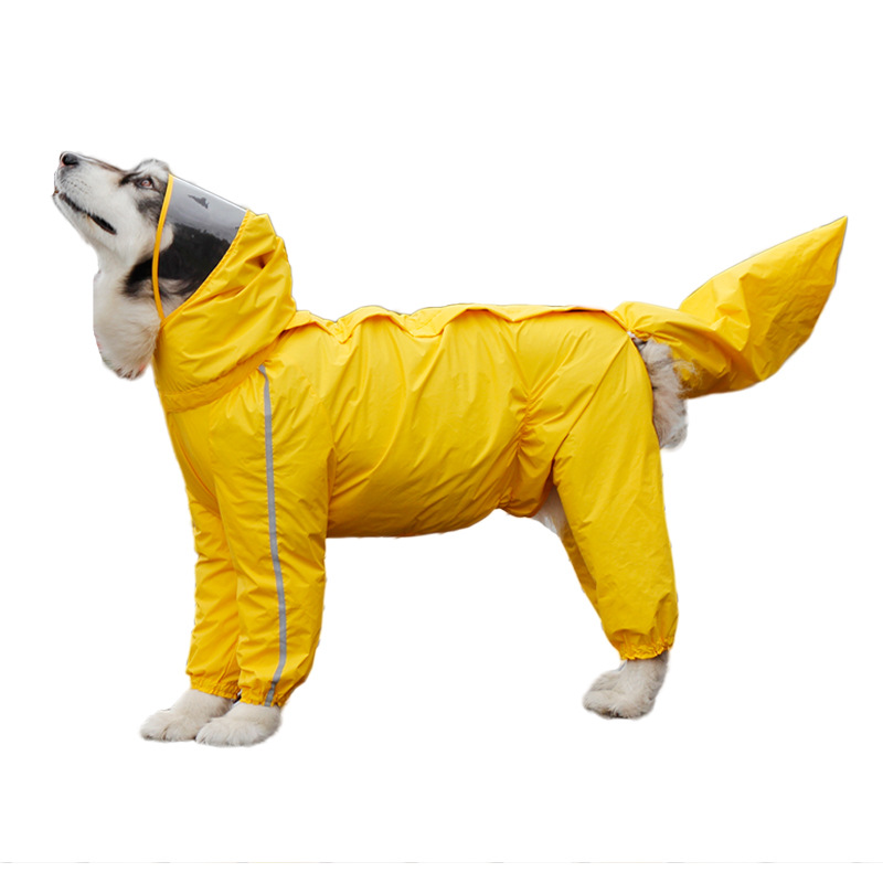 Dog raincoat four-legged waterproof all-inclusive golden retriever clothes Labrador Samo large dog pet bellyband poncho
