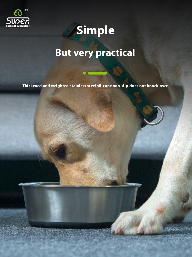 Supemoto dog food bowl cat bowl dog bowl dog basin Pet Bowl anti-tumble non-slip water bowl stainless steel rice basin large dog