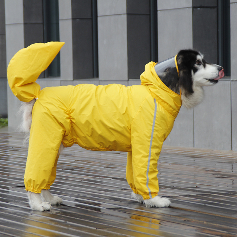Dog raincoat four-legged waterproof all-inclusive golden retriever clothes Labrador Samo large dog pet bellyband poncho