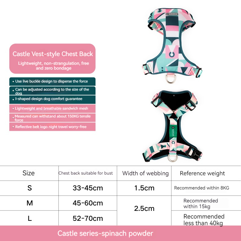 Castle vest dog hand holding rope small dog chest strap anti breaking loose puppy dog leash