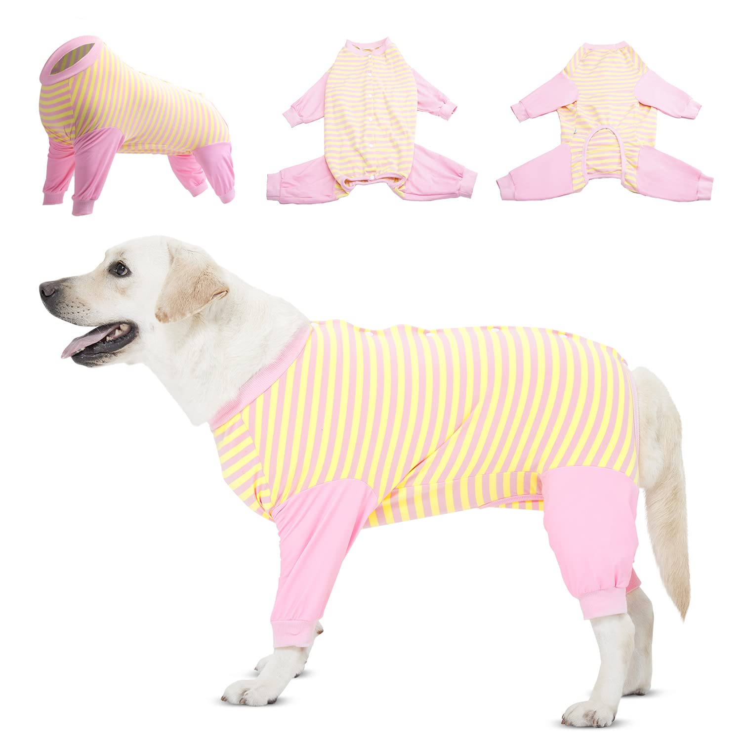 LovinPet Hunde-Genesungsanzug – Langärmelig, Aus Weichem Stretchstoff, Mit Blumenprint, UV-Schutz, Für Große Hunde, Größe Rosa L