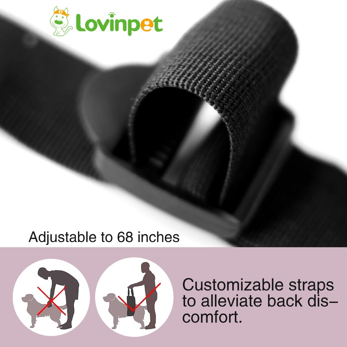 LovinPet Adjustable Dog Lift Harness for Weak Rear Legs|Portable and Comfortable Support Sling|Ideal for Senior,Injured,Disabled Dogs,and Post-ACL Surgery Recovery,Yellow