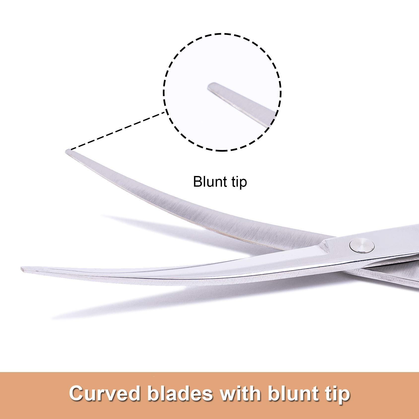 LovinPet Pet Grooming Scissors Professional Dog Cat Grooming Shears with Round Blunt Tip Stainless Steel, Dog Curved Scissors for Grooming Cats Dogs Grooming Tools