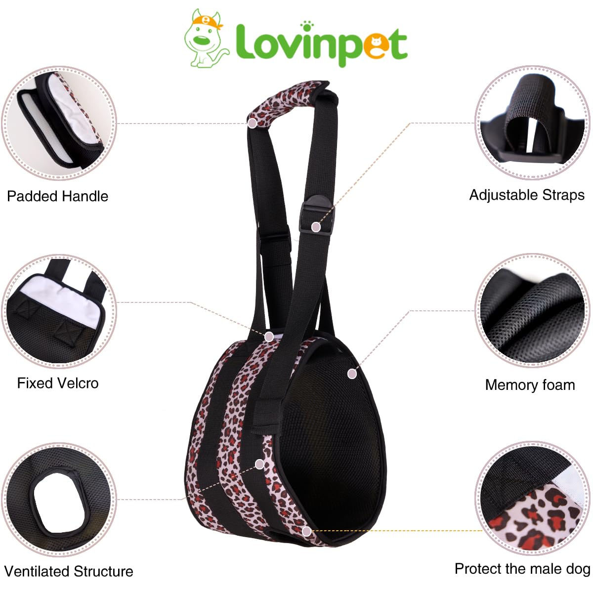 LovinPet Adjustable Dog Lift Harness for Weak Rear Legs|Portable and Comfortable Support Sling|Ideal for Senior,Injured,Disabled Dogs,and Post-ACL Surgery Recovery,Yellow