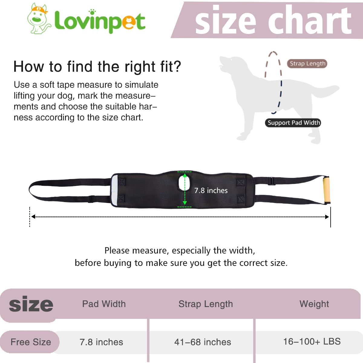 LovinPet Adjustable Dog Lift Harness for Weak Rear Legs|Portable and Comfortable Support Sling|Ideal for Senior,Injured,Disabled Dogs,and Post-ACL Surgery Recovery,Yellow