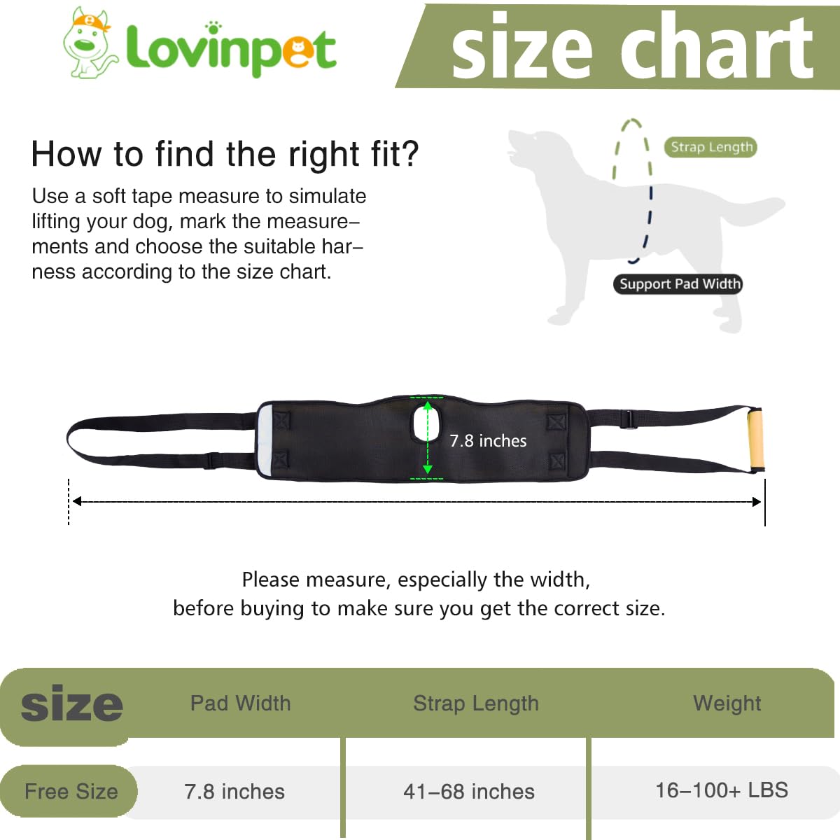 LovinPet Adjustable Dog Lift Harness for Weak Rear Legs|Portable and Comfortable Support Sling|Ideal for Senior,Injured,Disabled Dogs,and Post-ACL Surgery Recovery,Yellow