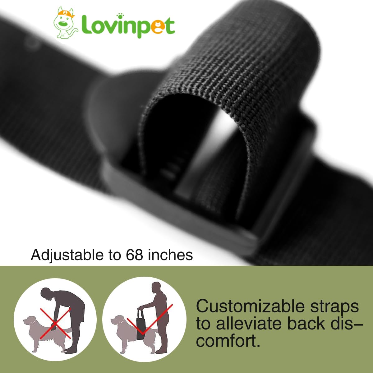 LovinPet Adjustable Dog Lift Harness for Weak Rear Legs|Portable and Comfortable Support Sling|Ideal for Senior,Injured,Disabled Dogs,and Post-ACL Surgery Recovery,Yellow