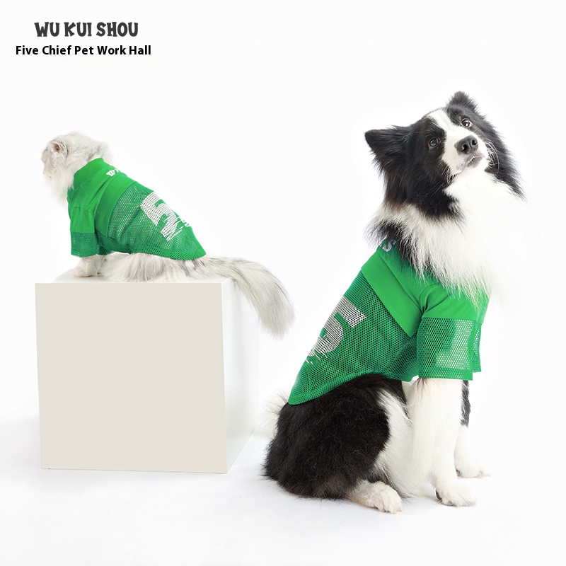 Pet cat dog clothes border collie hairless cat Schnauzer summer mesh T-shirt thin anti-lint