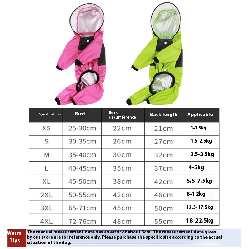 Pet dog four-legged raincoat small and medium-sized dogs waterproof windproof cloak Shiba Inu poncho Teddy pastoral dog windcheater