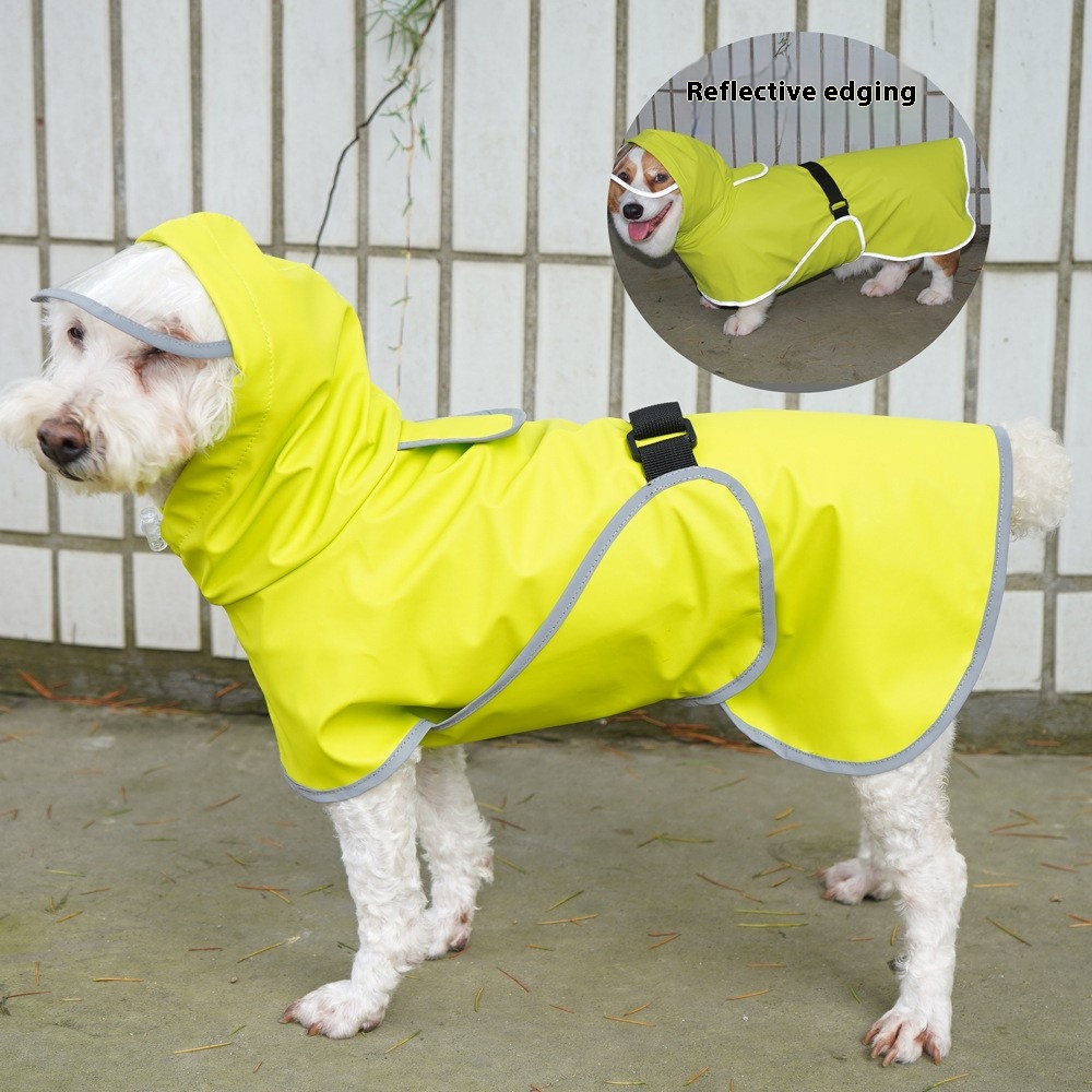 Puppy raincoat pet poncho all-inclusive bellyband Corgi medium large dog golden retriever Alaska large dog clothes waterproof