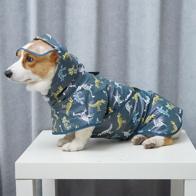 Puppy raincoat pet poncho all-inclusive bellyband Corgi medium large dog golden retriever Alaska large dog clothes waterproof