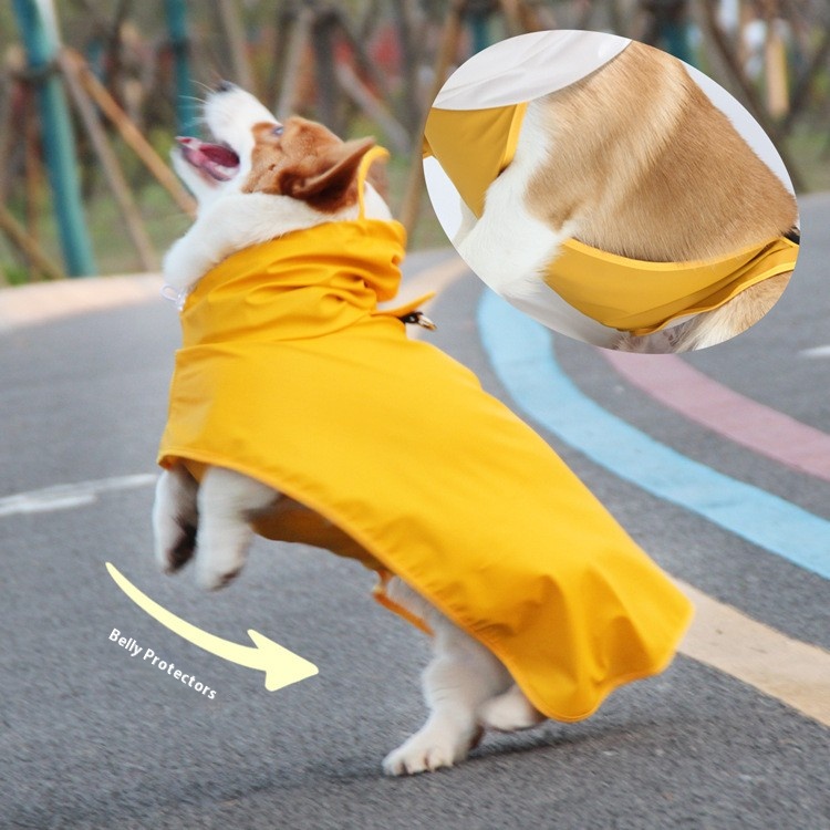 Puppy raincoat pet poncho all-inclusive bellyband Corgi medium large dog golden retriever Alaska large dog clothes waterproof