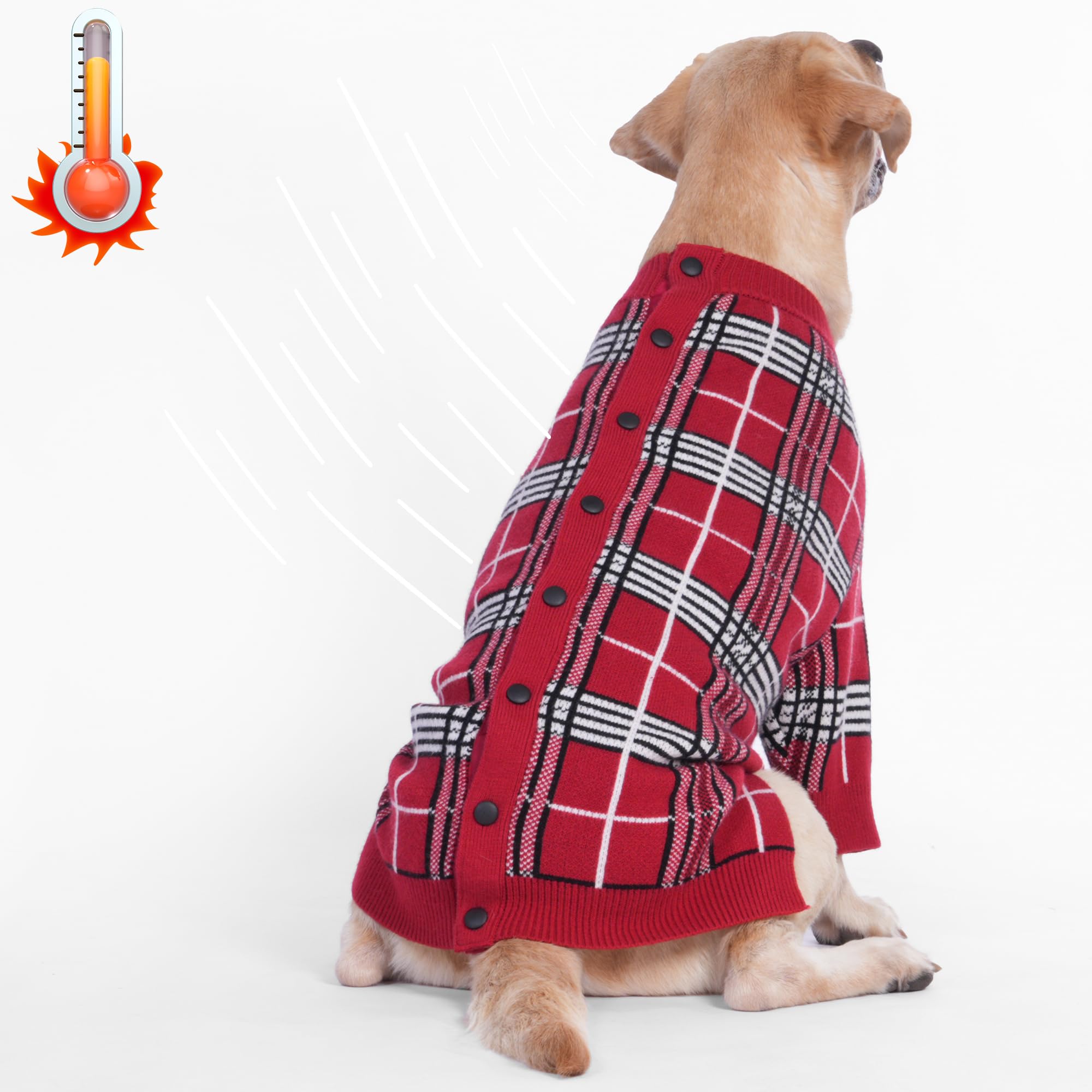 Cozy & Warm Red Plaid Large Dog Sweater | LovinPet