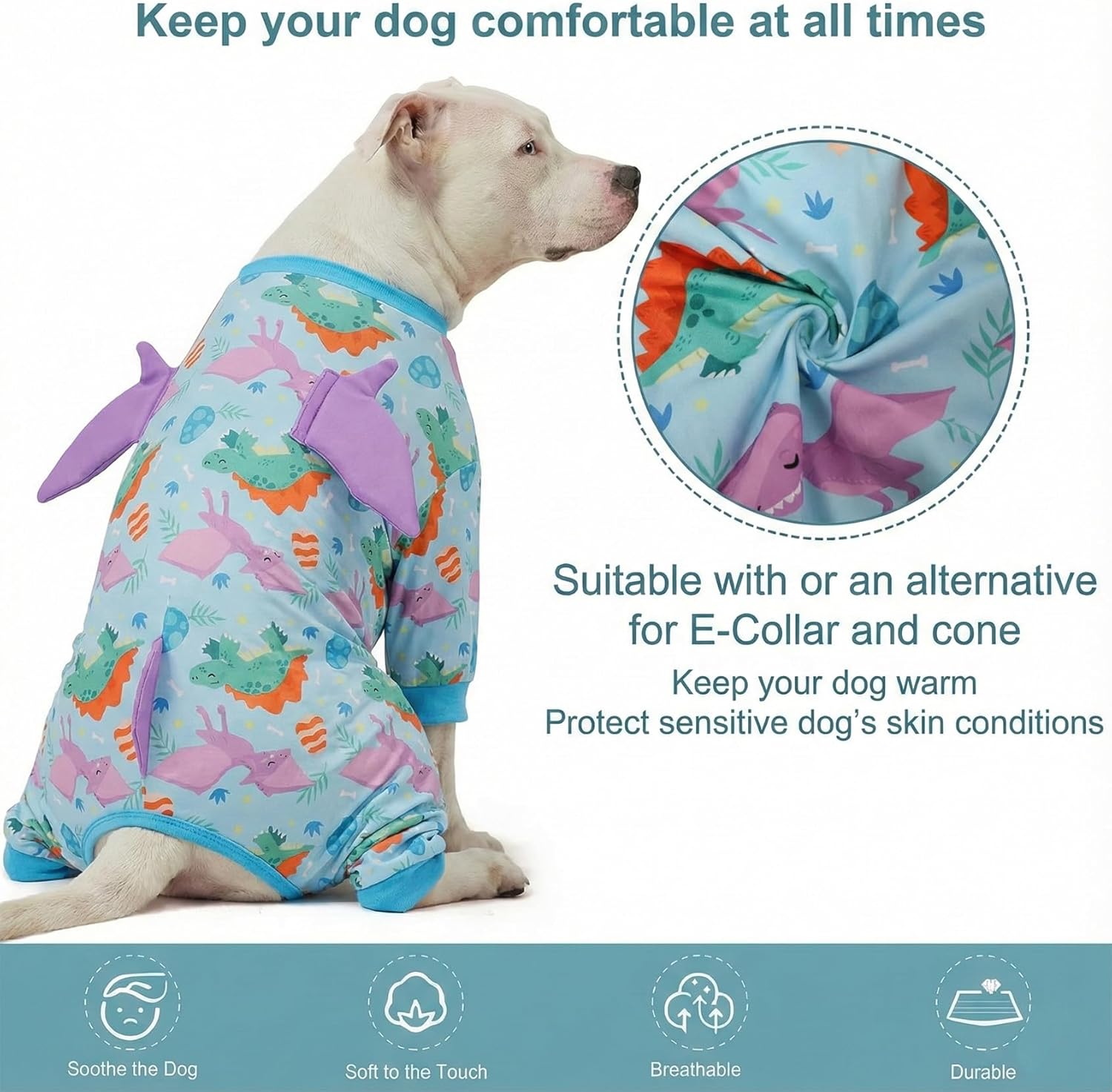 LovinPet Large Dog Pajamas, Four-Leg Stretch Onesie Bodysuit