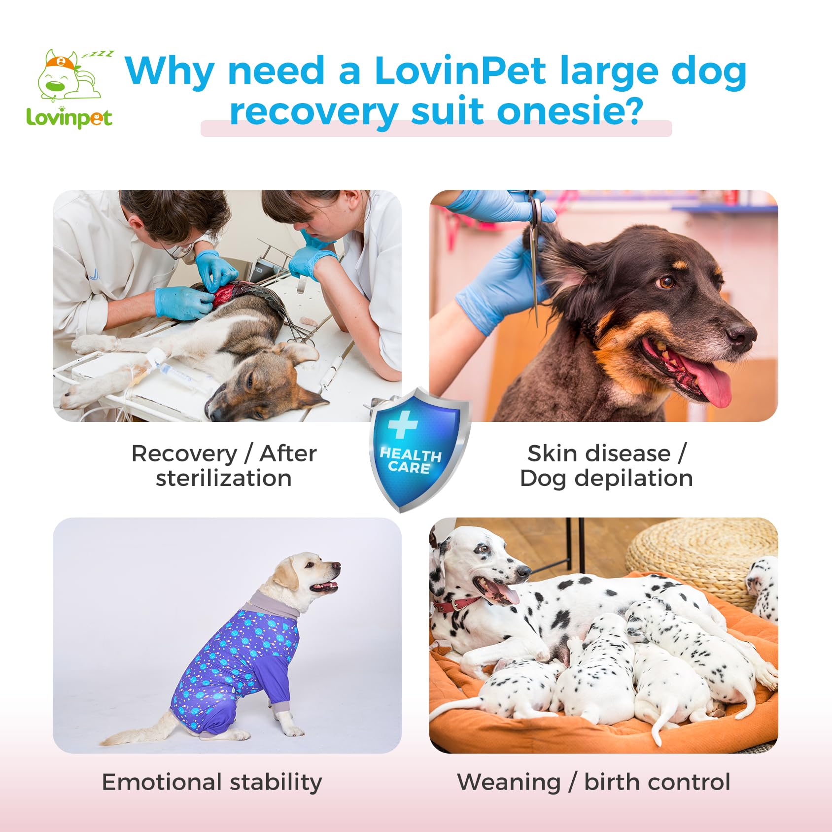 LovinPet Best Seller | Large Dog Recovery Suit - Full Coverage Post-Surgery Onesie