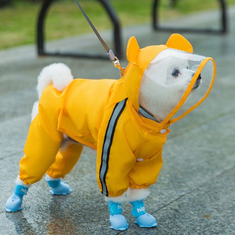 Waterproof Four-Legged Dinosaur Dog Raincoat