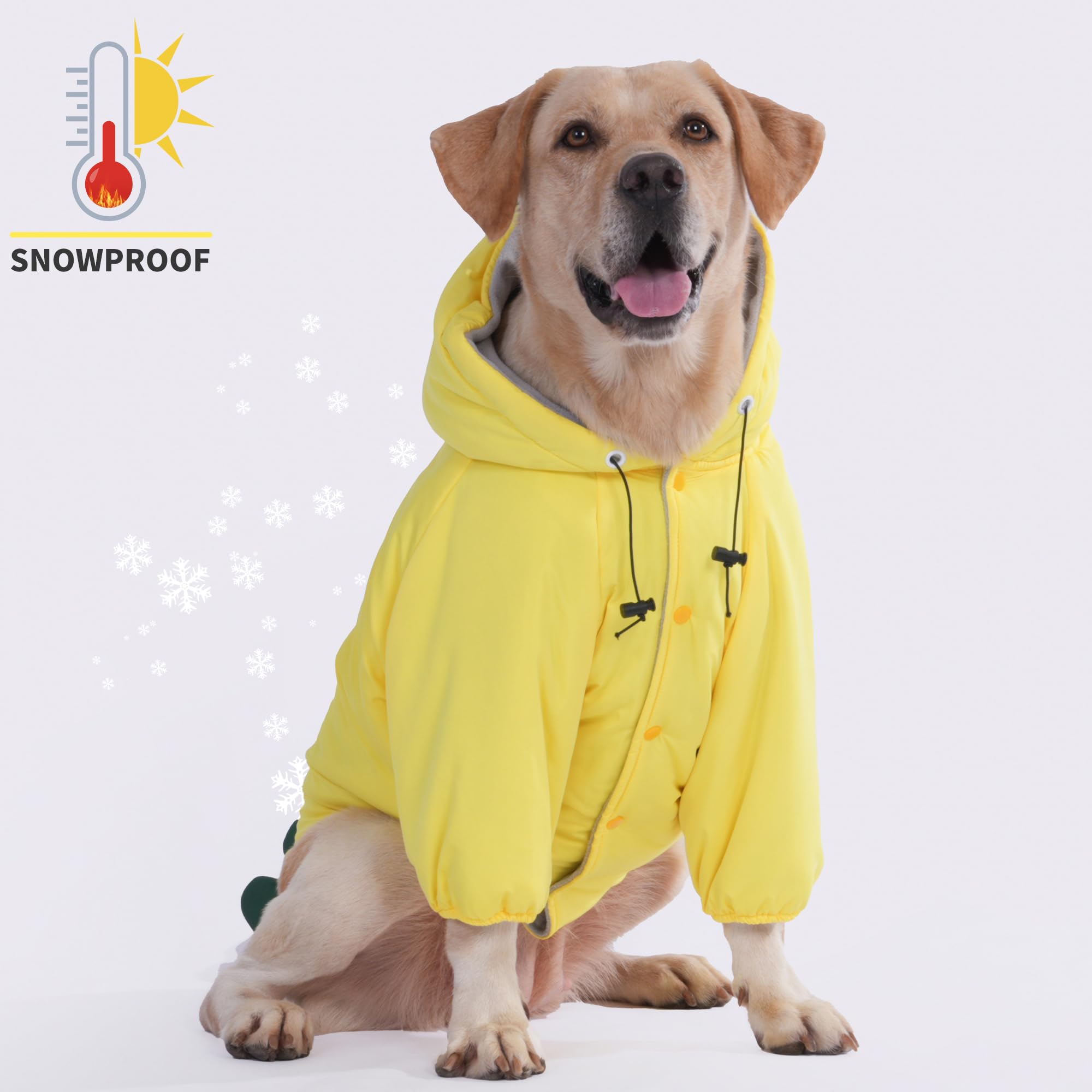 LovinPet Medium &amp; Large Dog Dinosaur Hoodie - Winter Coat for Cold Weather, Green &amp; Orange Jacket for Large Dogs,XXXL