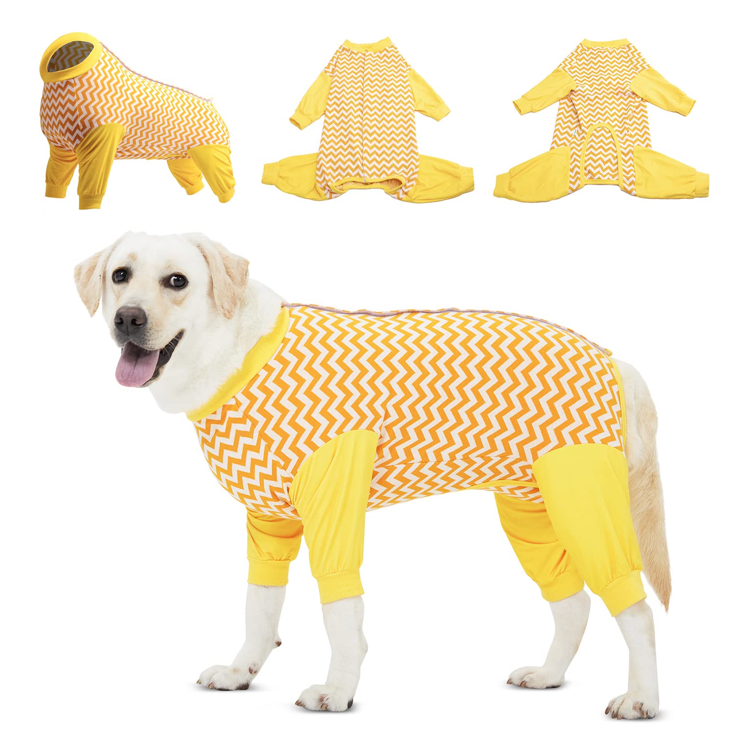 LovinPet Large Dog Post Recovery Suit - Vibrant Zigzag Collection (Red, Green, Yellow, Blue)