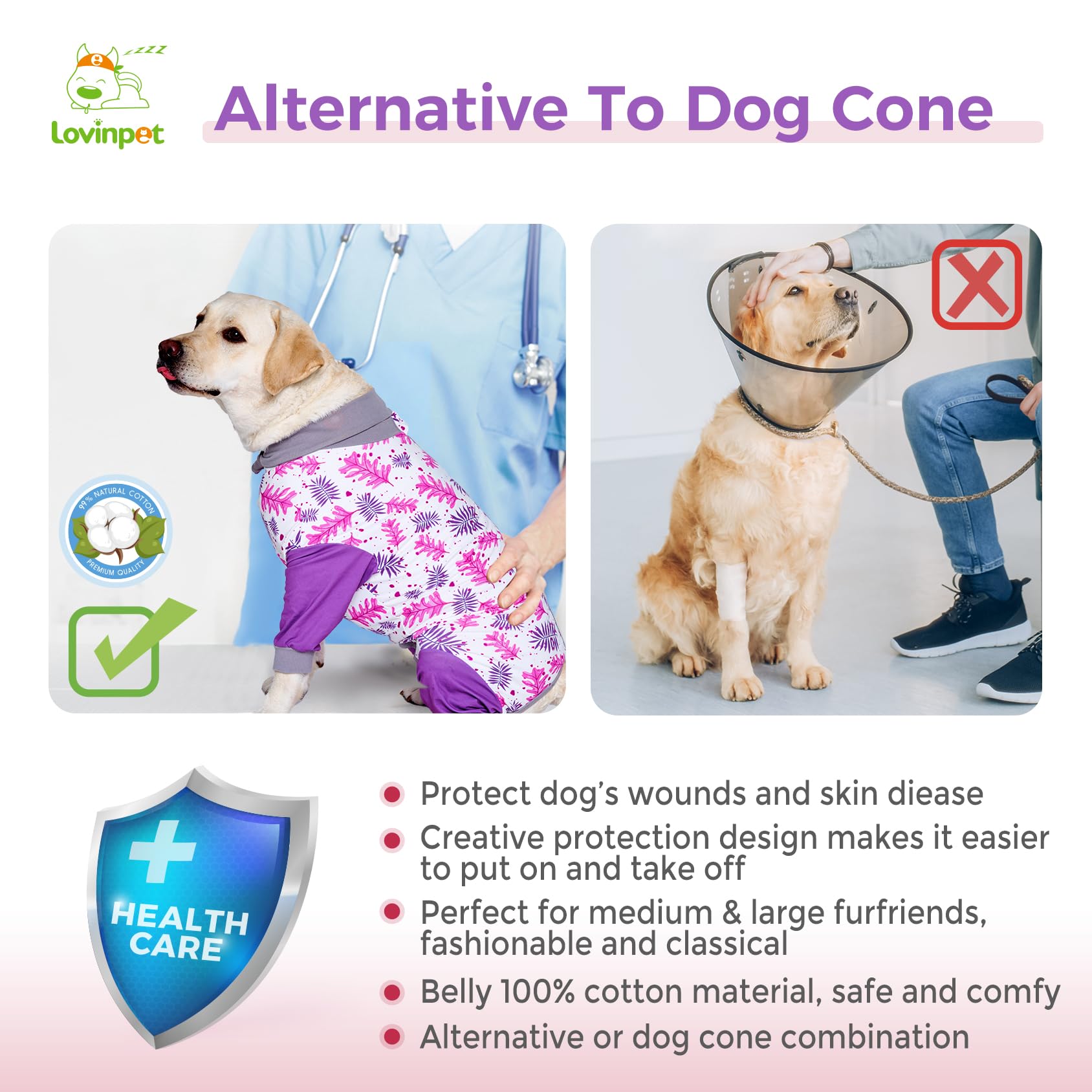 LovinPet Best Seller | Large Dog Recovery Suit - Full Coverage Post-Surgery Onesie