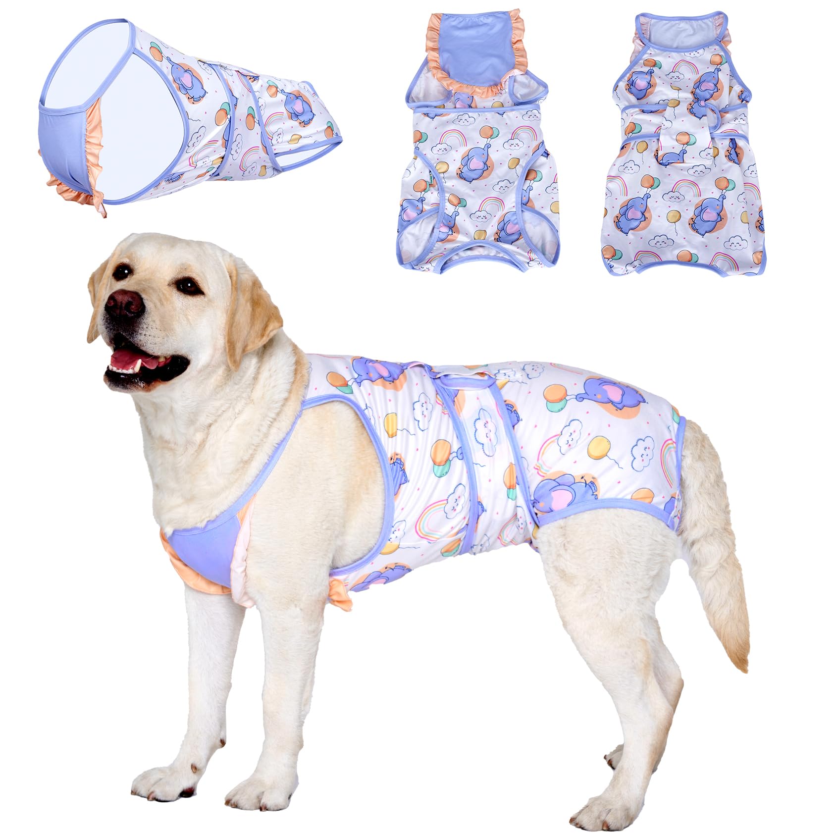 LovinPet Large Dog Post Recovery Suit - Pastel Clouds & Balloons Design