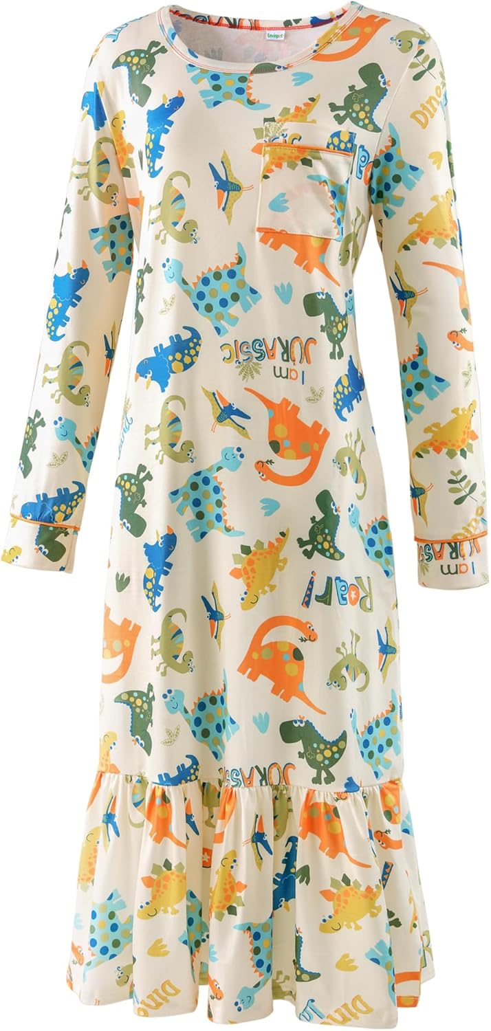 Dinosaur Print Ruffle Hem Nightgown
