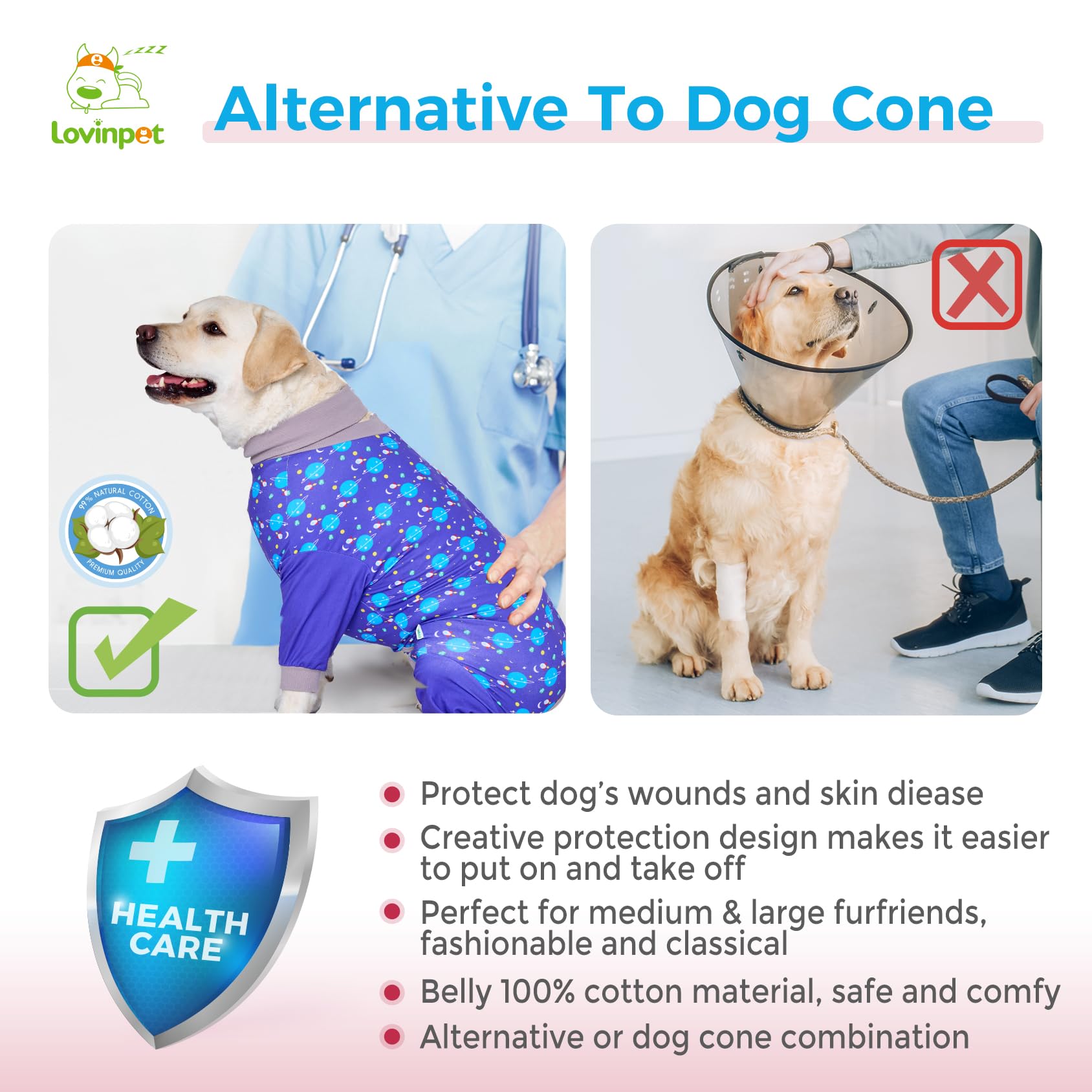 LovinPet Best Seller | Large Dog Recovery Suit - Full Coverage Post-Surgery Onesie