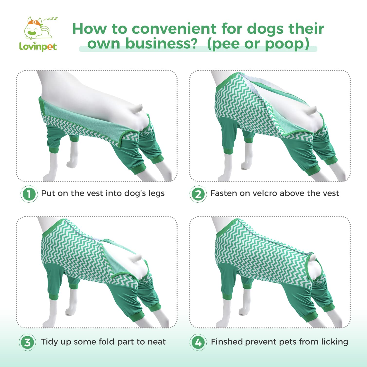 LovinPet Large Dog Post Recovery Suit - Vibrant Zigzag Collection (Red, Green, Yellow, Blue)